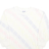 LADY ANNE Womens White Pastel Patterned Jumper Crew Neck Basic Knit L Casual