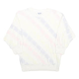 LADY ANNE Womens White Pastel Patterned Jumper Crew Neck Basic Knit L Casual