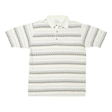 PALMLAND Mens Cream & Black Geometric Short Sleeve Polo Shirt M Cotton Blend