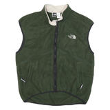 THE NORTH FACE Mens Green Fleece Vest L Polyester Blend Outdoor Zip Pockets