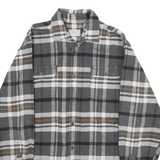 JACHS Mens Grey & Brown Check Flannel Shirt M Casual Button-Up Long Sleeve