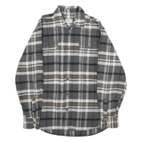 JACHS Mens Grey & Brown Check Flannel Shirt M Casual Button-Up Long Sleeve
