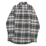 JACHS Mens Grey & Brown Check Flannel Shirt M Casual Button-Up Long Sleeve
