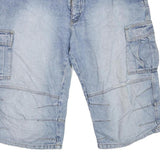 RE-JECT Mens Cargo Blue Denim XL W42 Cotton Blend Casual Shorts