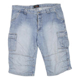 RE-JECT Mens Cargo Blue Denim XL W42 Cotton Blend Casual Shorts