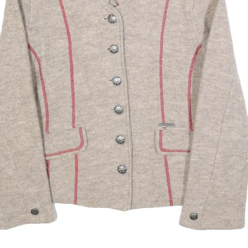 SPIETH & WENSKY Womens Beige Wool Button Jacket UK 12 Plain Classic Tailored