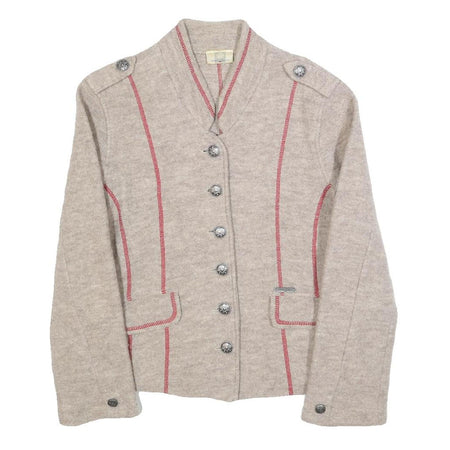 SPIETH & WENSKY Womens Beige Wool Button Jacket UK 12 Plain Classic Tailored