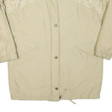 HIGHLANDS Womens Beige Embroidered Button Jacket XL Polyester Blend Plain