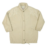 HIGHLANDS Womens Beige Embroidered Button Jacket XL Polyester Blend Plain