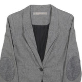 ZARA BASIC Womens Grey Wool Blend Blazer XS Button Closure Tailored Jacket Wool