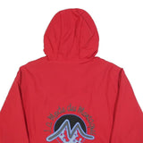 LA MODE DES MONTAGNES Mens Red Hooded Jacket L Polyester Blend Plain Zip Outdoor