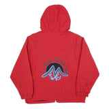 LA MODE DES MONTAGNES Mens Red Hooded Jacket L Polyester Blend Plain Zip Outdoor