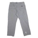 DICKIES Mens Grey Regular Fit Straight Denim Jeans W36 L30 Workwear Zip Closure