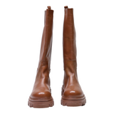 STEVE MADDEN High Boots Brown Leather Womens UK 8.5