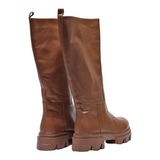 STEVE MADDEN High Boots Brown Leather Womens UK 8.5