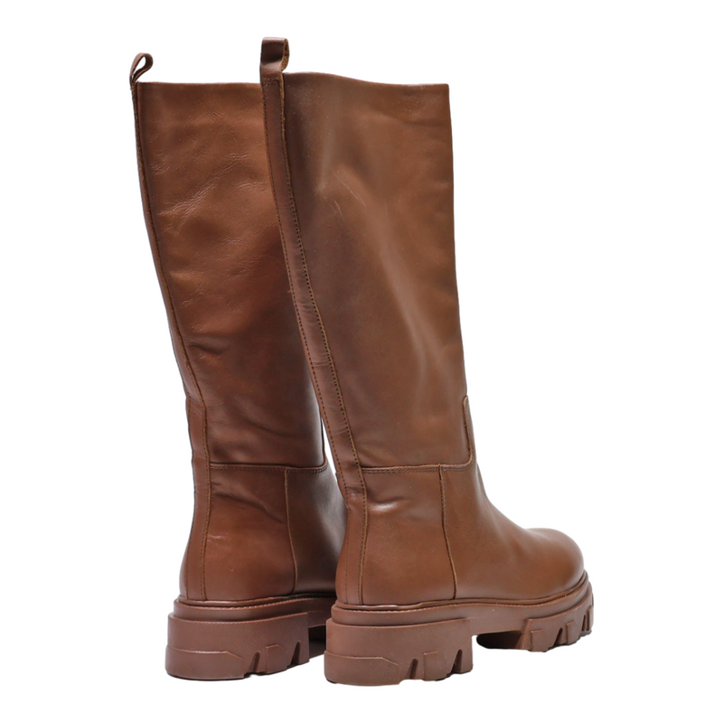 STEVE MADDEN High Boots Brown Leather Womens UK 8.5