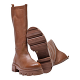 STEVE MADDEN High Boots Brown Leather Womens UK 8.5