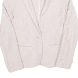 Womens Beige Cotton Blend Button Jacket S Woven Classic Stylish Lightweight