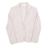 Womens Beige Cotton Blend Button Jacket S Woven Classic Stylish Lightweight