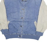 TEEZ Womens Blue & Beige Button Cotton Casual Jacket M Denim Colourblock