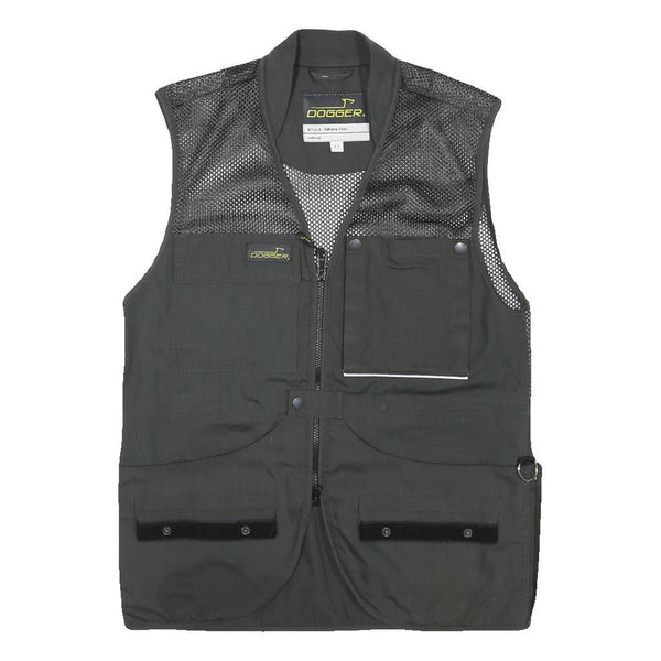 DOGGER Mens Black Safari Vest XS Polyester Blend Mesh Zip Outdoor Utility Jacket