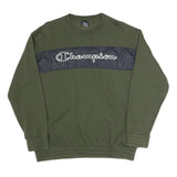 CHAMPION Mens Green Crew Neck M Sweatshirt Cotton Blend Logo Print