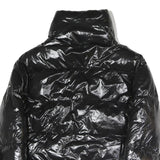 I DO Womens Black Slim Puffer Jacket S Polyester Blend Zip Shiny Collar