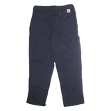 CARHARTT Mens Cotton Blend Navy Regular Fit Straight Leg Trousers W32 L30 Work