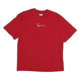 KARL KANI Mens Red Graphic T-Shirt S Short Sleeve Crew Neck Logo Print