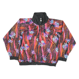 CASUAL ISLE Womens Black & Red Floral Nylon Zip Jacket XL Lightweight Patterned