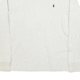 POLO RALPH LAUREN Mens White Grey Long Sleeve Crew Neck Cotton Blend L T-Shirt