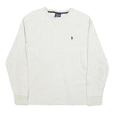 POLO RALPH LAUREN Mens White Grey Long Sleeve Crew Neck Cotton Blend L T-Shirt