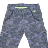 RAIMBOW Mens Shorts Blue Camouflage Cargo L W32 Cotton Blend Casual