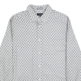 TED BAKER Mens White & Grey Geometric Print Shirt L Cotton Stylish Casual