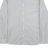 TED BAKER Mens White & Grey Geometric Print Shirt L Cotton Stylish Casual