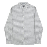TED BAKER Mens White & Grey Geometric Print Shirt L Cotton Stylish Casual