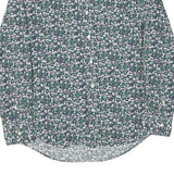 TOMMY HILFIGER Mens Green & White Floral Pattern Shirt L Cotton Blend Casual