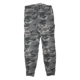Mens Cotton Blend Slim Fit Grey Camouflage Cargo Trousers W26 L27 Casual Zip