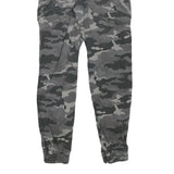 Mens Cotton Blend Slim Fit Grey Camouflage Cargo Trousers W26 L27 Casual Zip
