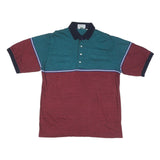 SANSABELT Mens Blue & Maroon Short Sleeve Polo Shirt XL Cotton Blend Casual