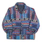 Womens Blue Red Patterned Classic Polyester Blend Quilted Jacket M Zip