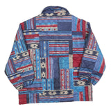 Womens Blue Red Patterned Classic Polyester Blend Quilted Jacket M Zip
