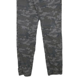 SKATE NATION Mens Slim Drawstring Cotton Blend Grey Camouflage Trousers W29 L28