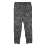SKATE NATION Mens Slim Drawstring Cotton Blend Grey Camouflage Trousers W29 L28