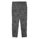 SKATE NATION Mens Slim Drawstring Cotton Blend Grey Camouflage Trousers W29 L28