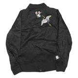 LEVI'S Womens Black Bomber S Polyester Blend Plain Floral Embroidery Fashion