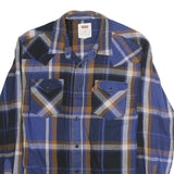 LEVI'S Mens Blue & Brown Check Shirt M Cotton Casual Button Up