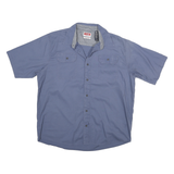 WRANGLER Mens Blue Short Sleeve Cotton Blend Casual Shirt L Chest Pockets