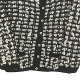 PERUVIAN CONNECTION Womens Black & Cream Patterned Wool Jumper Crew Neck Chunky