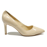BUFFALO Womens Pointed Toe Beige Patent Synthetic High Heels UK 6 Elegant Formal